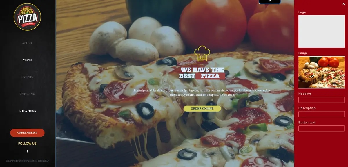 Website Editor for Pizza Shops